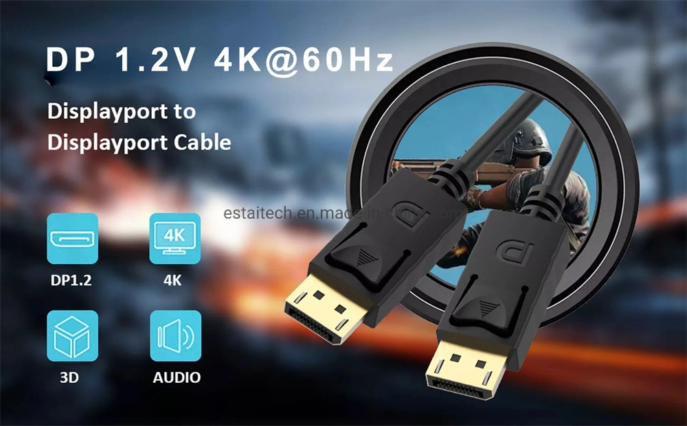 Best Selling Displayport 32gpbs 120Hz 2m 3m 1.8m Male 4K 1.2 15m Box 25 to Dp Cable